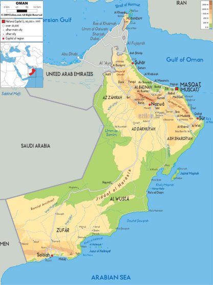 نقشه جغرافیایی کشور عمان